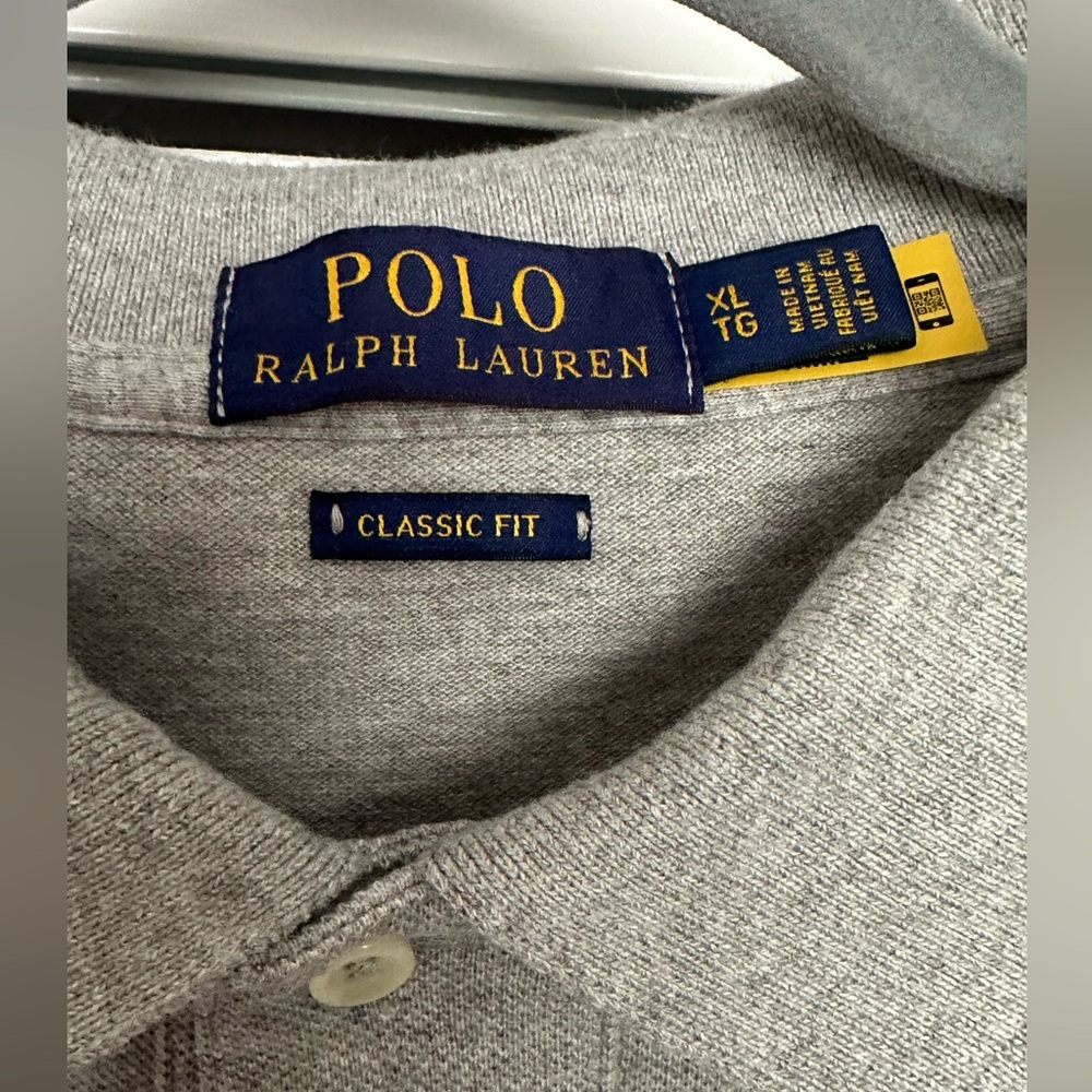 Polo Ralph Lauren‎ Iconic Mesh Polo Shirt Mens XL TG, 100% Cotton, Gray - Picture 4 of 9